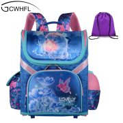 GCWHFL Girls School Backpacks Children School Bags Orthopedic Backpack Cat Butterfly Bag For Girl Kids Satchel Knapsack Mochila