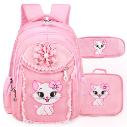 Portfolio School Bags For Girls 2018 Sweet Cute Cartoon Princess Cat Children Backpack Kids Lace Bookbag Primary School Backpack