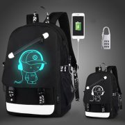 children school bags boy girls Anime Luminous school backpack waterproof kids book bag USB Charging Port and Lock School Bag