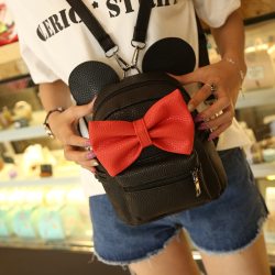 2018 New Mickey Backpack Pu Leather Female Mini Bag Women's Backpack Sweet Bow Teen Girls Backpacks School Bag Lady Shoulder bag