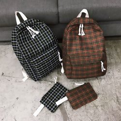 Fashion Women Backpack Student Girl School Bag New Travel Bag Plaid Style Shoulder Bag For Women 2019 Bagpack Rucksack Knapsack