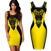 2019 New Summer Women Ladies Clothing Sexy Sleeveless Bodycon Bandage Club Dress Lace Crochet Patchwork Sheath Party Dresses