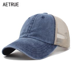 AETRUE Summer Baseball Cap Women Male Gorras Snapback Cap Hat Hip Hop Mesh Adjustable Bone Casquette Hats For Men Women Dad Caps