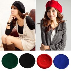 Women Winter Autumn Beret Caps Solid Color Wool Hats  Female Bonnet Caps Winter All Matched Warm Walking Hat Cap