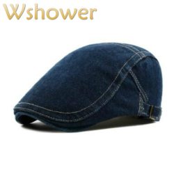 which in shower spring summer adjustable casual denim beret hat women men blank jean flat cap female male plain newsboy hat bone