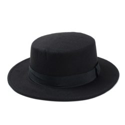 10 Color Men Women Fedora Hat Flat Dome Oval Top Bowler Porkpie Toca Sombrero Hat With Black Ribbon Band 10