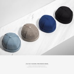INFLATION 2019 New Chinese-Style Round Hat Unisex Snapback Couple Caps Flanging Solid color Fashion Men's hats 073CI2017