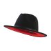 QIUBOSS Black Red Patchwork Wool Felt Jazz Fedora Hats Belt Buckle Decor Women Unisex Wide Brim Panama Trilby Cowboy Cap Sunhat