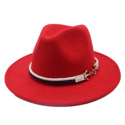 Seioum Spring Wide Brim Fedora Men Women Vintage Jazz Hats Fashion Stars Wool felt hat Unisex red Felt Bowler Trilby
