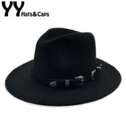 Special Felt Hat Men Fedora Hats with Belt Women Vintage Trilby Caps Wool Fedora Warm Jazz Hat Chapeau Femme feutre YY17094