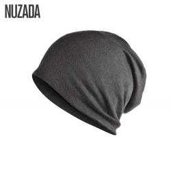 Brand NUZADA Solid Color Unisex Men Women Skullies Beanies Hedging Cap Knit Knitted Cotton Double Layer Fabric Caps Bonnet Hat