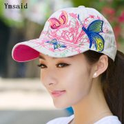 Ymsaid 2019 Summer Adjustable Snapbacks Baseball Caps Women Lady Flowers Butterfly Embroidered Hat Wholesale