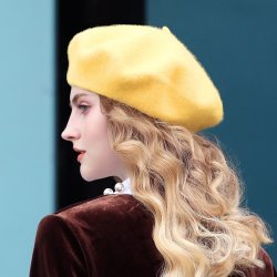 100% Pure Wool Beret Hat for Women Fashion British Style Solid Color Winter Beret Hats Women Flat Cap Girl Felt Berets