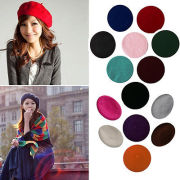 High Quality Womens Ladies Sweet Solid Warm Wool Winter Beret French Artist Beanie Hat Ski Casual Cap Hat Headwear Womens 2019