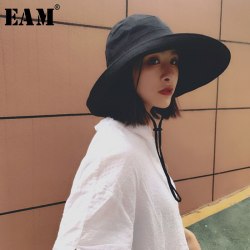 [EAM] 2019 New Summer Fashion Tide Foldable Cap Sun Hat Woman Fisherman Hat Aimple All-match Woman Dome Hat S963