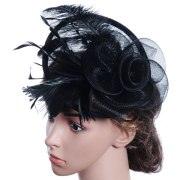 Hair Accessories Elegant Lady Cap Fashion Women Fascinator Mesh Hat Ribbons And Feathers Wedding Party Hat chapeu feminino