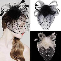 New style hot sale Party Fascinator Hair Accessory Feather Clip Hat Flower Lady Veil Wedding Decor