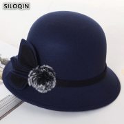 SILOQIN Women's Hats Retro England Warm Fedoras 2019 New Style Spring Autumn Fashion Noble Elegant Flower Decoration Female Hat
