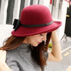 Tops Women's New Fashion Casual Soft Women's Crushable Wool Felt Outback Hat Panama Hat Wide Brim with Bow 25