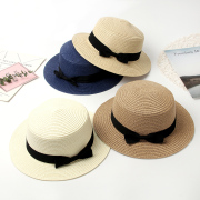 2019 Women Summer Hat Beach Straw Hat Panama Ladies Cap Fashionable Handmade Casual Flat Brim Bowknot Sun Hats for Women