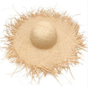 Natural Large Wide Brim Raffia Straw Hats Woven Circle Fringe Beach Cap Summer Hollow Out Big Straw Hat