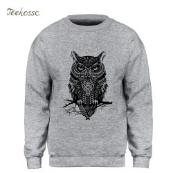 Animal Owl Hoodie Men Black Sweatshirt Casual Crewneck Sweatshirts 2018 New Brand Winter Autumn Fleece Warm Hoody Brand Clothing