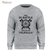 Odin Vikings Sweatshirt Men Die In Battle And Go To Valhalla Hoodie Crewneck Sweatshirts 2018 Winter Autumn Hip Hop Streetwear