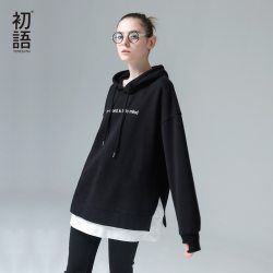 Toyouth Harajuku Hoodies Sweatshirts Women 2019 Fashion Patchwork Letters Embroidery Hooded Tracksuits Female Korean Pullovers