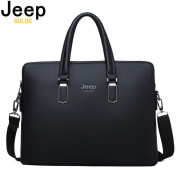 JEEP BULUO Men Leather Briefcase Bag Business Famous Brand Shoulder Messenger Bags Office Handbag 14 inch Laptop High Quality