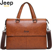 JEEP BULUO Men's Briefcase Fashion Handbags For Man Sacoche Homme Marque Male leather Bag For A4 Documents 13" Laptop 6015
