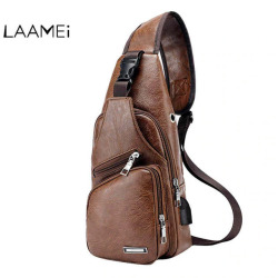 Laamei 2019 New Men Crossbody Bags Messenger Quality Shoulder Bags Chest Bag USB With Headphone Hole Designer Package Back Pack