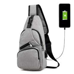 Male Leisure Sling Chest Pack Crossbody Bags for Men Messenger Canvas USB Charging Leather Men's Bags Handbag Shoulder Bags 2019