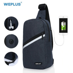 WEPLUS Crossbody Bags for Men Women Waterproof Chest Bag Pack Anti Thief Shoulder Bag Small Bag for Man USB Headphone Jack