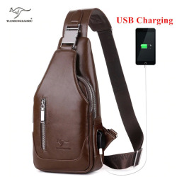 man's messenger bag Men shoulder PU leather Chest Bags Crossbody business Messenger bags Male charging Handbag with USB Charge