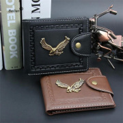2018 Vintage Metal Eagle Men Wallets Clutch Small Wallet Men PU Leather Brand Wallet Male Short Hasp Coin Purse Wholesale