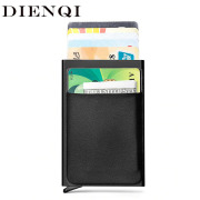 DIENQI Rfid Smart Wallet Credit Card Holder Metal Thin Slim Men Wallets Pass secret pop up minimalist wallet small black purse