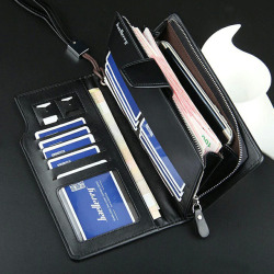 High Quality Men Wallets Pu Leather Male Long Clutch Purse Coin Pocket Zipper Wallet Men Purses Card Holder MWS002-3