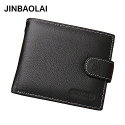 JINBAOLAI Leather Men Wallets Solid Sample Style Zipper Purse Man Card Horder Leather Famous Brand High Quality Male Wallet