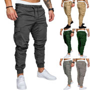 2019 Hot Fashion Mens Skinny Fit Straight Leg Trousers Men Casual Pencil Jogger Cargo Pants With Pockets M-XXXL
