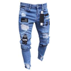 Fear Of Gold Fashion Men Jeans Hip Hop Cool Streetwear Biker Patch Hole Ripped Skinny Jeans Slim Fit Mens Clothes Pencil Jeans
