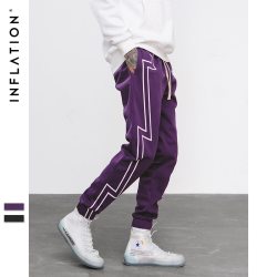 INFLATION 2019 FW Stripe Screen Print Sweatpants Streetwear Men's Elastic Waist Track Pants Force Jogger Trousers 8836W