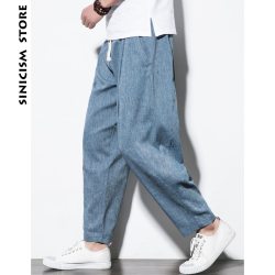 Sinicism Store Plus Size Cotton Linen Harem Pants Mens Jogger Pants 2019 Male Casual Summer Track Pants Trousers