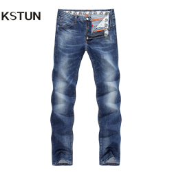 KSTUN Men's Jeans Summer Thin Business Casual Slim Straight Jeans Stretch Denim Pants Trousers Classic Cowboys Young Man Jean 38