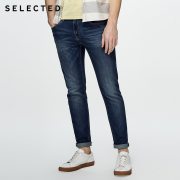 SELECTED Cotton-blend slim faded and washed jean pants C|418232519