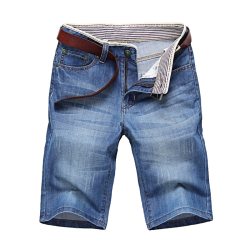 ClassDim Men's Denim Shorts Good Quality Short Jeans Men Cotton Solid Straight Short Jeans Male Blue Casual Short Jeans