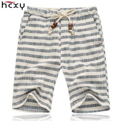 HCXY 2019 Summer Elastic Waist Men's Casual Shorts men Loose cotton Flax shorts Male Knee length Linen shorts Cool Breathable