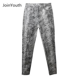 JoinYouth Women Snake Print Pencil Pattern Pants Ladies High Waist Skinny Fashion Stretch Autumn Winter Elastic Female trousers