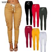 NIBESSER 2019 Autumn Ladies Cargo Pants  up Women Casual Pencil Pants Female  Waist Pant Multi-Pocket Joggers Sweatpants