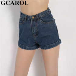 GCAROL Euro Style Women Denim Shorts Vintage High Waist Cuffed Jeans Shorts Street Wear Sexy Summer Spring Autumn Shorts