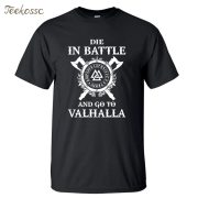 Odin Vikings T Shirt Men Die In Battle And Go To Valhalla Tshirt Mens Summer Print Hip Hop T-Shirt Black Tops Tee Plus Size XXXL